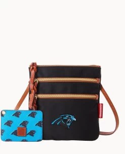 NFL Panthers N S Triple Zip W ID Holder PANTHERS -Online Sale Dooney & Bourke B0298G INBLPATNPANT 1