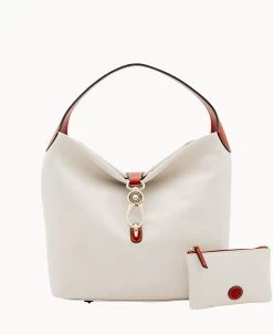 Pebble Grain Logo Lock Shoulder Bag With Pouch White 37 Pebble Grain Logo Lock Shoulder Bag With Pouch White -Online Sale Dooney & Bourke B0740G AWECPATN