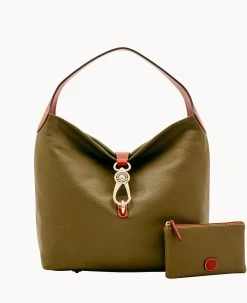 Pebble Grain Logo Lock Shoulder Bag With Pouch White 34 Pebble Grain Logo Lock Shoulder Bag With Pouch White -Online Sale Dooney & Bourke B0740G AWOLPATN