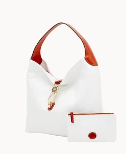 Pebble Grain Logo Lock Shoulder Bag With Pouch White 24 Pebble Grain Logo Lock Shoulder Bag With Pouch White -Online Sale Dooney & Bourke B0740G AWWHPATNO000 ALT1