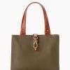 Pebble Grain Medium Logo Lock Tote Olive