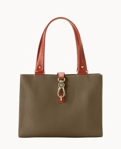 Pebble Grain Medium Logo Lock Tote Olive 39 Pebble Grain Medium Logo Lock Tote Olive -Online Sale Dooney & Bourke B0787G AWOLPATN 2