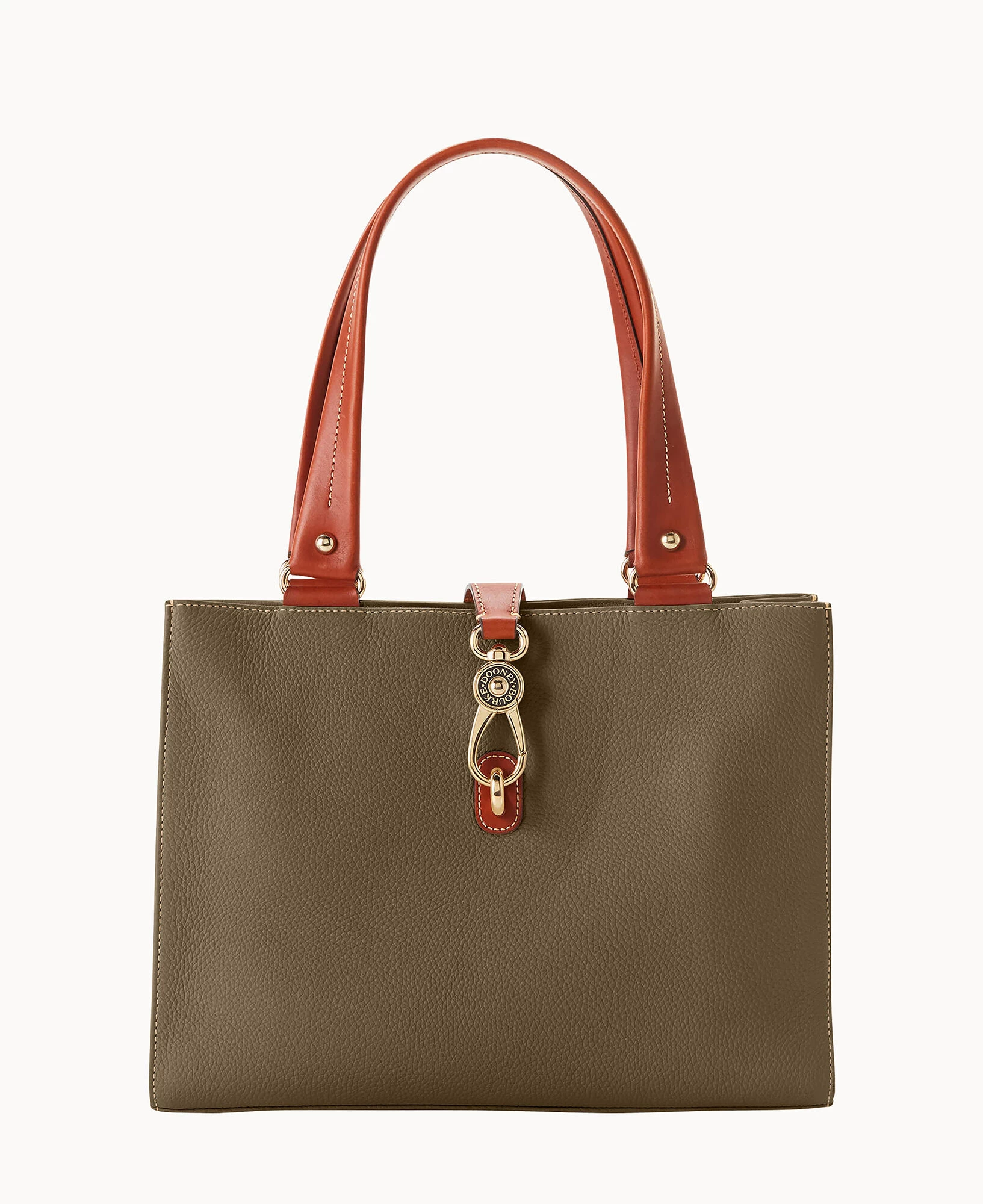 Pebble Grain Medium Logo Lock Tote Olive 3 Pebble Grain Medium Logo Lock Tote Olive