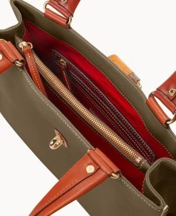 Pebble Grain Medium Logo Lock Tote Olive 25 Pebble Grain Medium Logo Lock Tote Olive -Online Sale Dooney & Bourke B0787G AWOLPATN ALT2