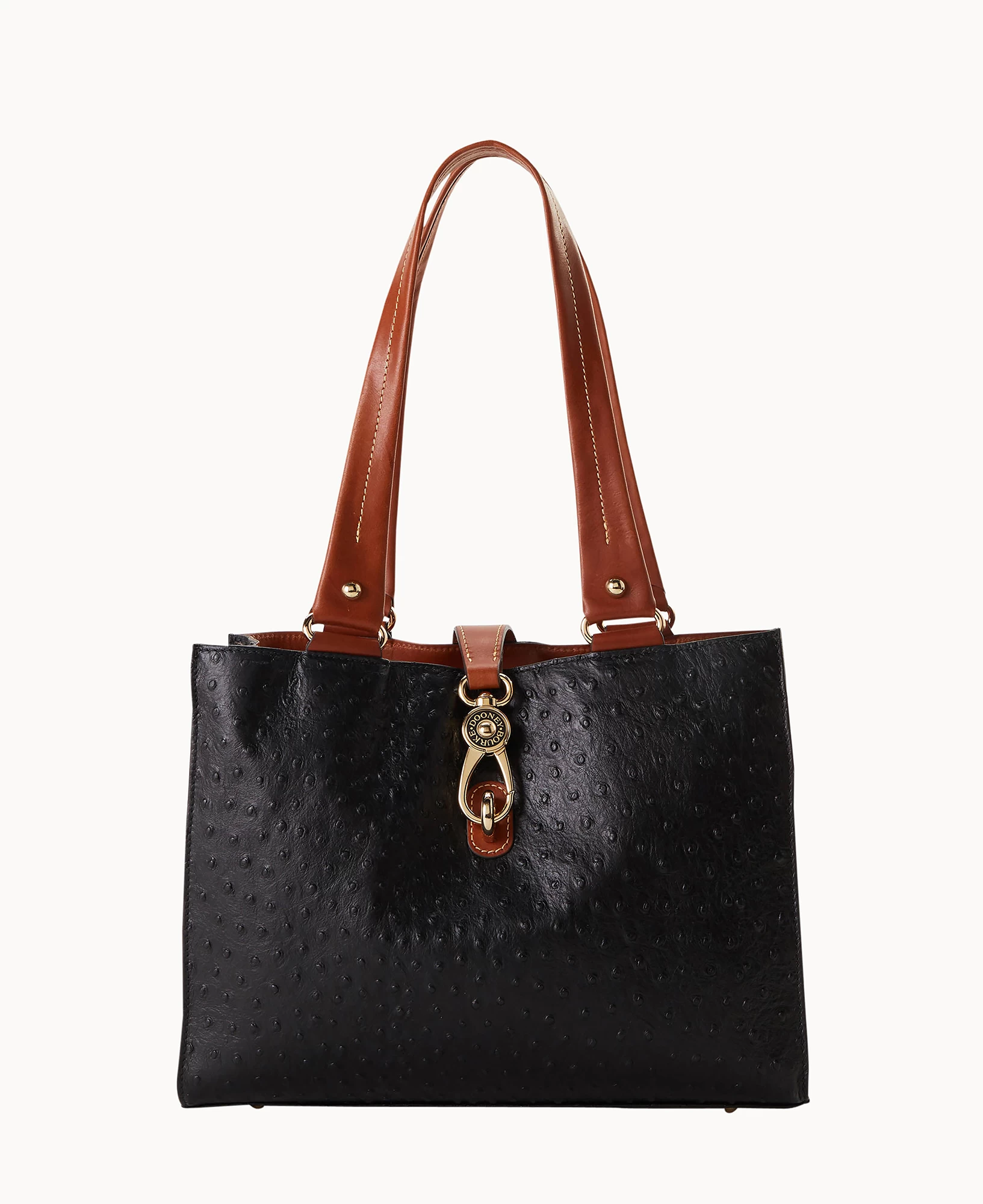 Ostrich Medium Logo Lock Tote Brown Tmoro 11 Ostrich Medium Logo Lock Tote Brown Tmoro - Image 9