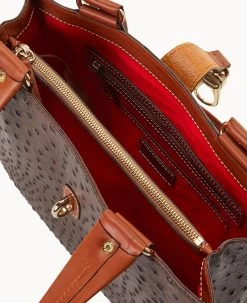 Ostrich Medium Logo Lock Tote Brown Tmoro 15 Ostrich Medium Logo Lock Tote Brown Tmoro -Online Sale Dooney & Bourke B0787G OTBMPAKR ALT2