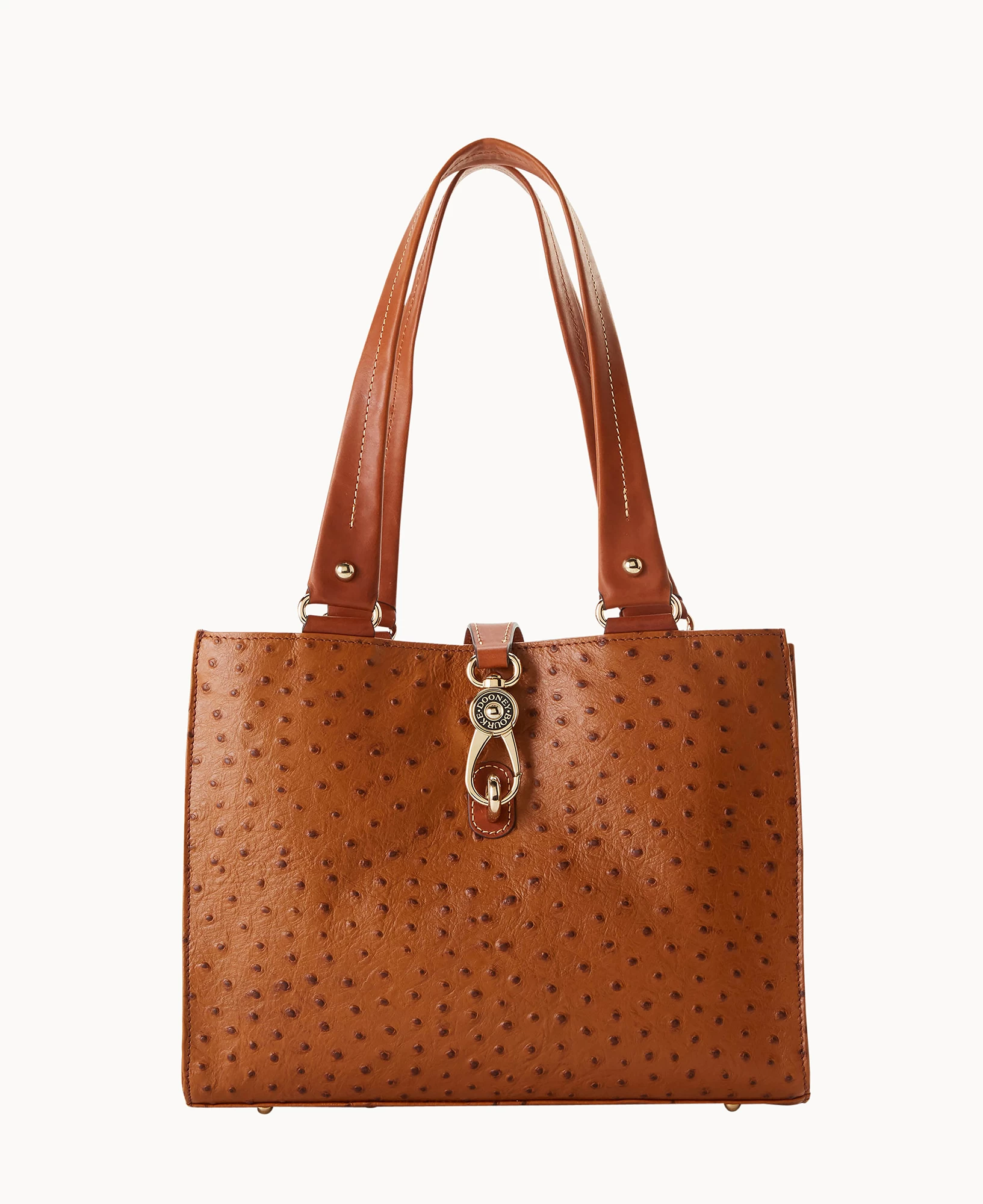 Ostrich Medium Logo Lock Tote Brown Tmoro 13 Ostrich Medium Logo Lock Tote Brown Tmoro - Image 11