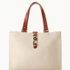 Pebble Grain Large Logo Lock Tote Bone