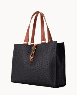 Ostrich Large Logo Lock Tote Black -Online Sale Dooney & Bourke B0788G OTBLPAKR ALT1 1