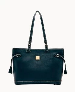 Pebble Grain Double Strap Tassel Bag Black Black