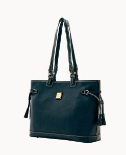 Pebble Grain Double Strap Tassel Bag Black Black -Online Sale Dooney & Bourke B0872G AWBLPABL ALT1