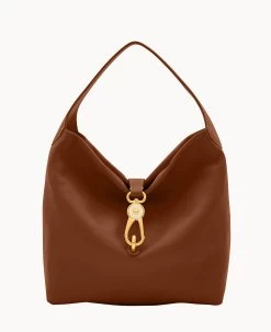 Florentine Logo Lock Shoulder Bag Natural -Online Sale Dooney & Bourke B0882D SCCSSCCS