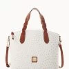Ostrich Celeste Satchel Bone