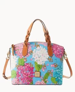 Hydrangea Monogram Celeste Satchel Blue -Online Sale Dooney & Bourke B1299G UBBUPABS 1