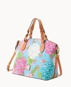 Hydrangea Monogram Celeste Satchel Blue -Online Sale Dooney & Bourke B1299G UBBUPABS ALT1 1