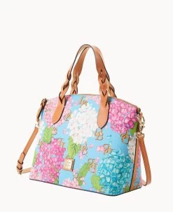 Hydrangea Monogram Celeste Satchel Blue -Online Sale Dooney & Bourke B1299G UBBUPABS ALT1