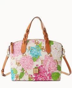 Hydrangea Monogram Celeste Satchel Blue -Online Sale Dooney & Bourke B1299G UBCCPABS