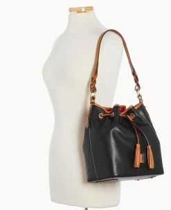 Wexford Leather Tasha Drawstring Black -Online Sale Dooney & Bourke B1596G JKBLPANA ALT4 1