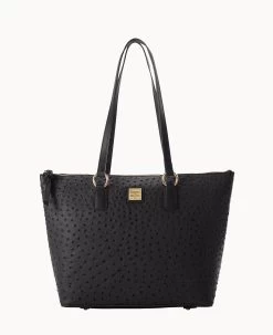 Ostrich Wren Tote Black 34 Ostrich Wren Tote Black -Online Sale Dooney & Bourke B1694G OTBLPABL