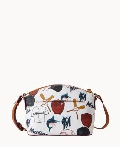 MLB Marlins Suki Crossbody MARLINS -Online Sale Dooney & Bourke B1696G QUMWPATNMRLN ALT3
