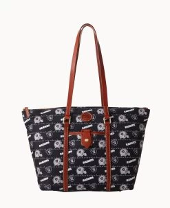 NFL Raiders Large Zip Tote RAIDERS -Online Sale Dooney & Bourke B1784G N3BLPATNRAID 2