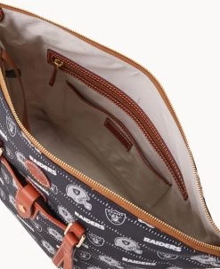 NFL Raiders Large Zip Tote RAIDERS -Online Sale Dooney & Bourke B1784G N3BLPATNRAID ALT2