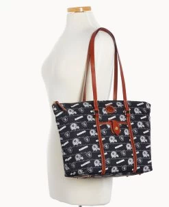 NFL Raiders Large Zip Tote RAIDERS -Online Sale Dooney & Bourke B1784G N3BLPATNRAID ALT4