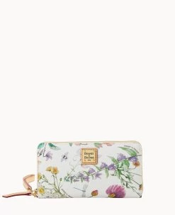 Botanical Collection Large Zip Around Wristlet Crossbody White -Online Sale Dooney & Bourke B1792G BZWHSVNA 1