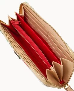 Botanical Collection Large Zip Around Wristlet Crossbody White -Online Sale Dooney & Bourke B1792G BZWHSVNA ALT2