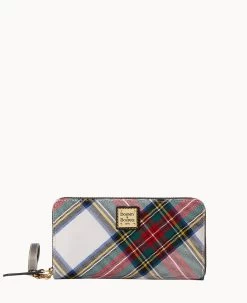 Tartan Large Zip Around Wristlet Crossbody Red -Online Sale Dooney & Bourke B1792G TTWHPABL