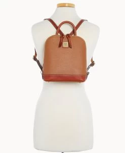 Pebble Grain Small Zip Pod Backpack Caramel -Online Sale Dooney & Bourke B1842G AWCAPATN ALT4 1