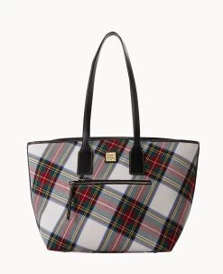 Tartan Tote Black -Online Sale Dooney & Bourke B1854G TTWHPABL