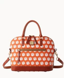 Collegiate Clemson University Domed Zip Satchel CLEMSON 20 Collegiate Clemson University Domed Zip Satchel CLEMSON -Online Sale Dooney & Bourke B1914G AAORPATNCLM0