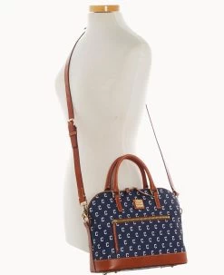 MLB Guardians Domed Zip Satchel Guardians 18 MLB Guardians Domed Zip Satchel Guardians -Online Sale Dooney & Bourke B1914G MJNVPATNGUAR ALT4 1