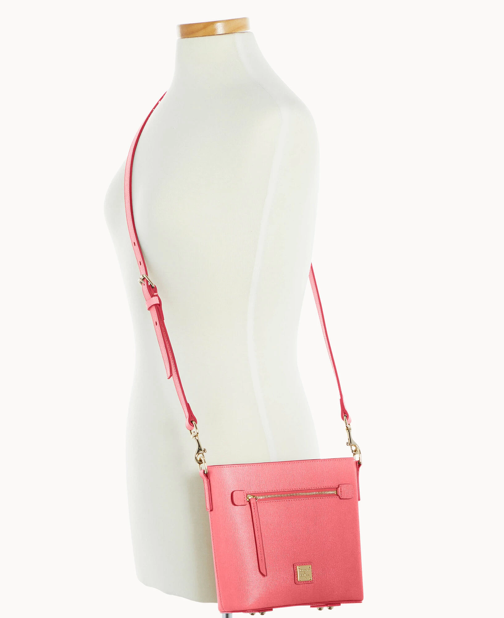 Saffiano Small Zip Crossbody Bubble Gum 7 Saffiano Small Zip Crossbody Bubble Gum - Image 5