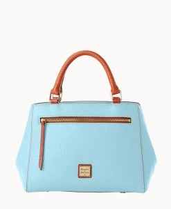 Pebble Grain Small Zip Satchel Caribbean Blue