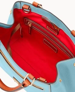 Pebble Grain Small Zip Satchel Caribbean Blue -Online Sale Dooney & Bourke B1929G AWYTPATN ALT2