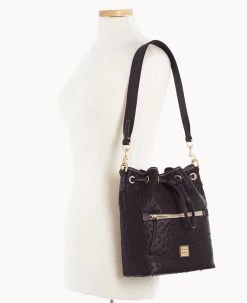 Ostrich Drawstring Black -Online Sale Dooney & Bourke B1935G OTBLPABL ALT4