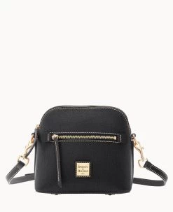 Saffiano Domed Crossbody Black