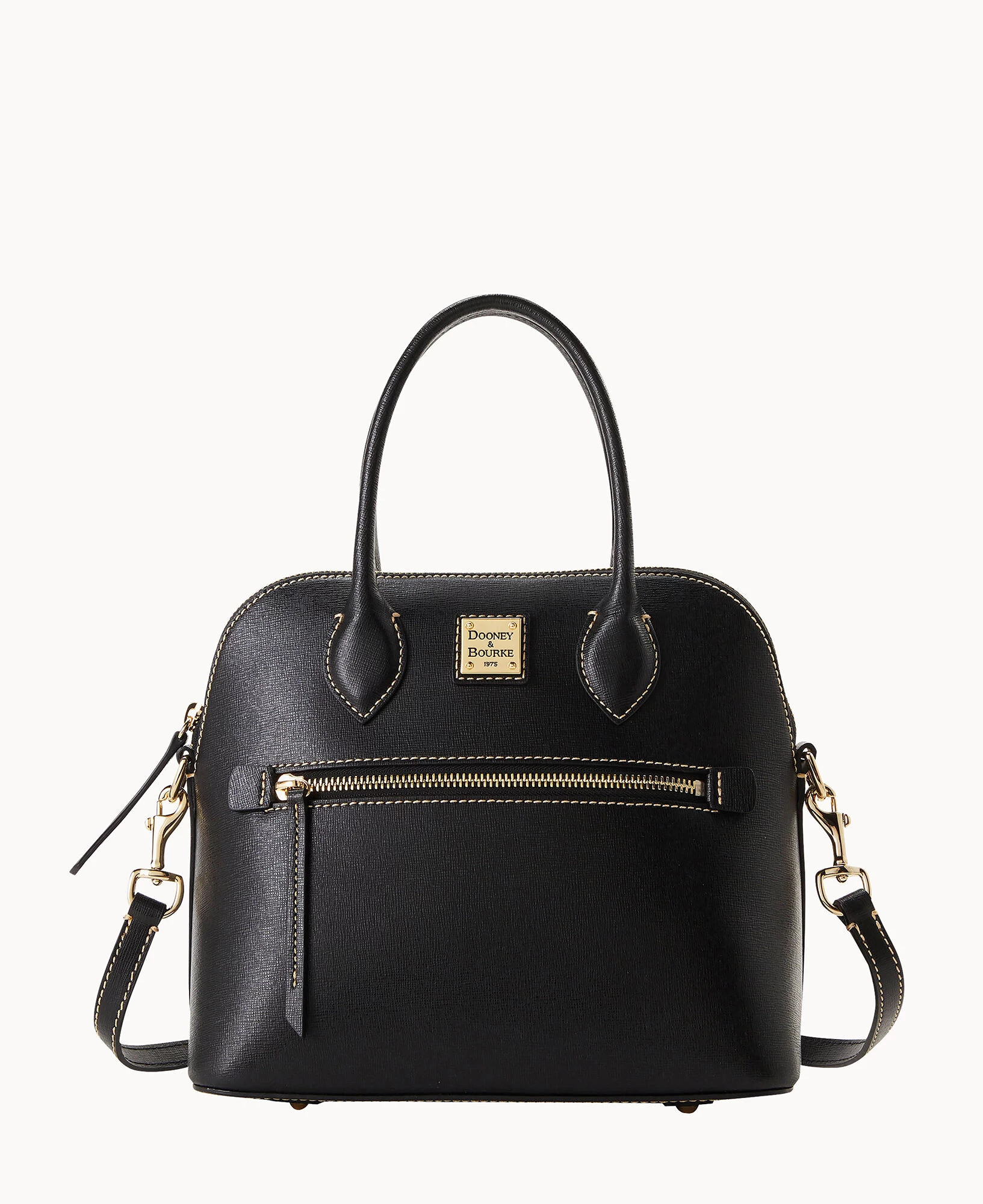Saffiano Domed Satchel Black 3 Saffiano Domed Satchel Black