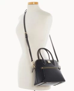 Saffiano Domed Satchel Black 25 Saffiano Domed Satchel Black -Online Sale Dooney & Bourke B1954G SIBLSIBL ALT4