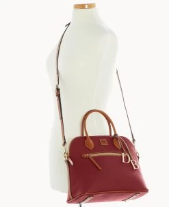 Pebble Grain Large Domed Satchel Wine -Online Sale Dooney & Bourke B1955G 9PWNPAKR ALT4