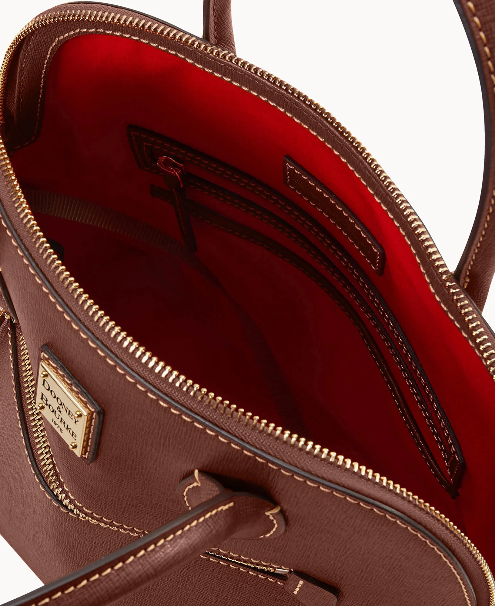 Saffiano Large Domed Satchel Amber 5 Saffiano Large Domed Satchel Amber - Image 3