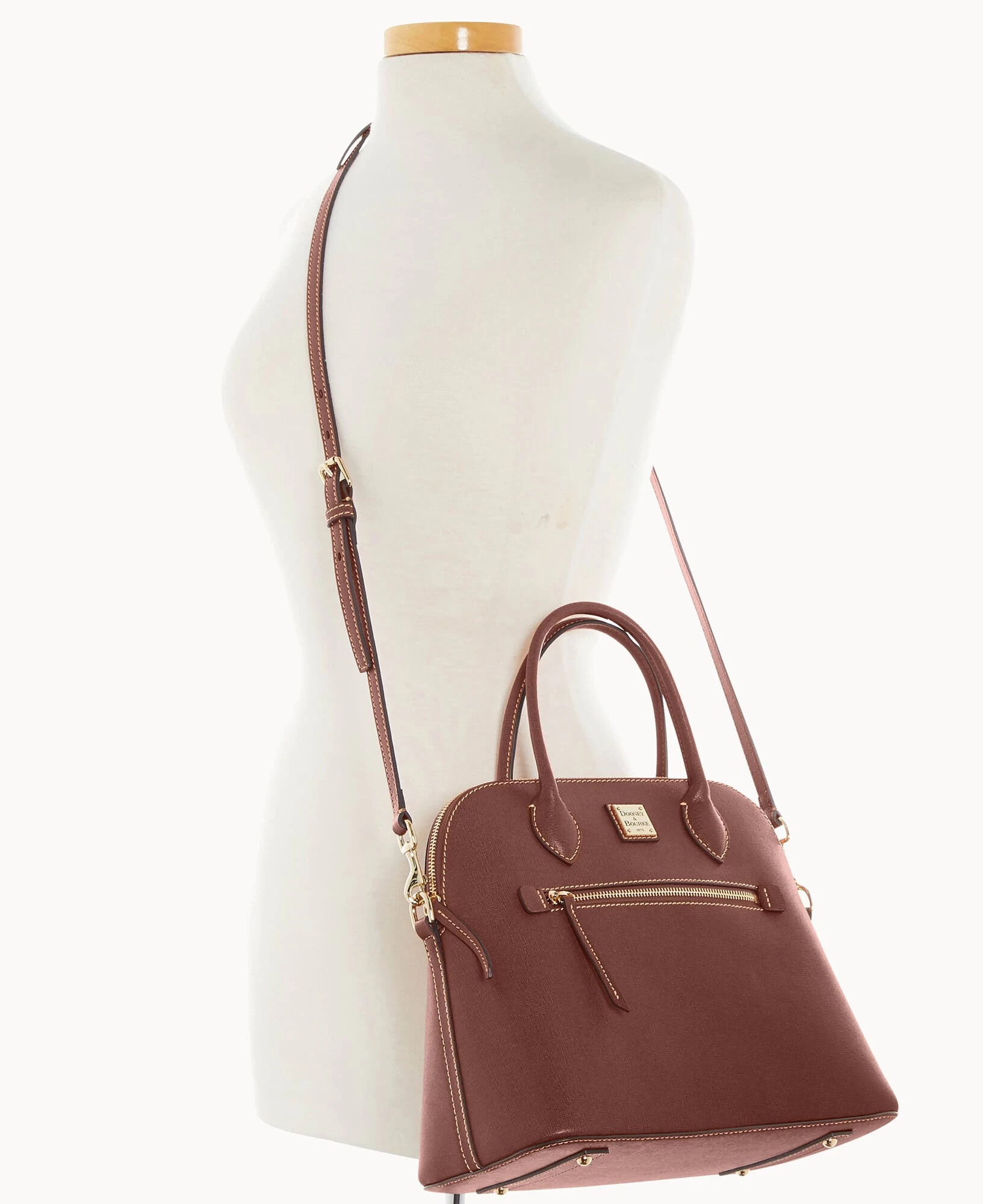 Saffiano Large Domed Satchel Amber 10 Saffiano Large Domed Satchel Amber - Image 8