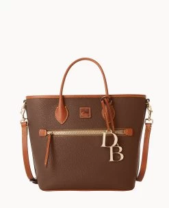 Pebble Grain Handle Tote Caramel 38 Pebble Grain Handle Tote Caramel -Online Sale Dooney & Bourke B1963G 9PBFPAKR