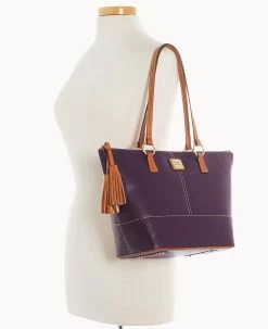 Wexford Leather Small Tobi Tote Plum Wine -Online Sale Dooney & Bourke B2067G JKXPPANA ALT4