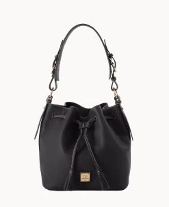 Pebble Grain Drawstring Black Black -Online Sale Dooney & Bourke B2077G AWBLPABL 2