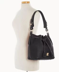 Pebble Grain Drawstring Black Black -Online Sale Dooney & Bourke B2077G AWBLPABL ALT4 1