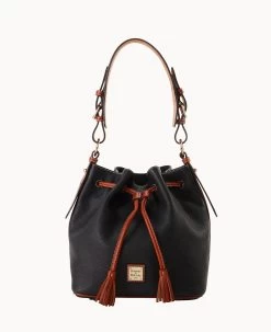 Pebble Grain Drawstring Black Black -Online Sale Dooney & Bourke B2077G AWBLPATN
