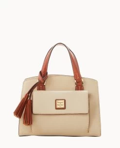 Pebble Grain Small Satchel Bone